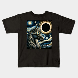 Galactic Equine Majesty: Horse Eclipse Adventure Tee for Equestrians Kids T-Shirt